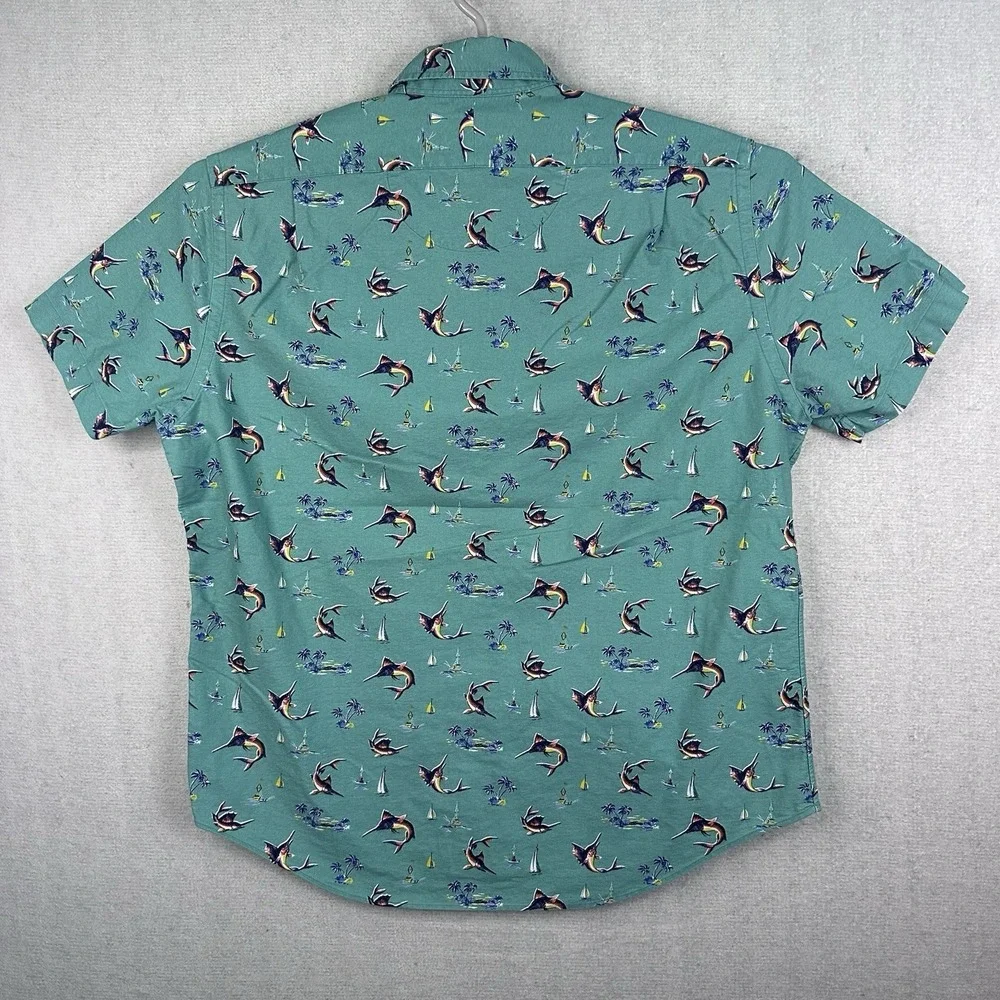 Ralph Lauren Men's Large Classic Fit Hawaiian Button Up Sailboats Fish Islands - Picture 2 of 6